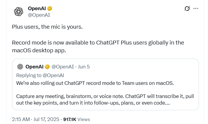 ChatGPT Record Mode