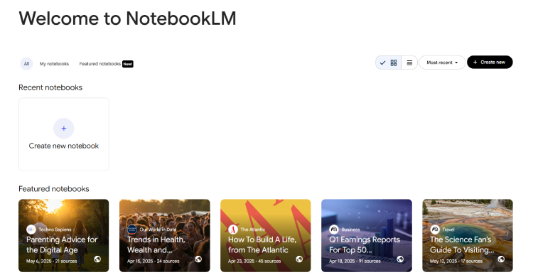 Google NotebookLM's Featured Notebooks