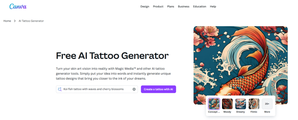 Canva AI tattoo generator
