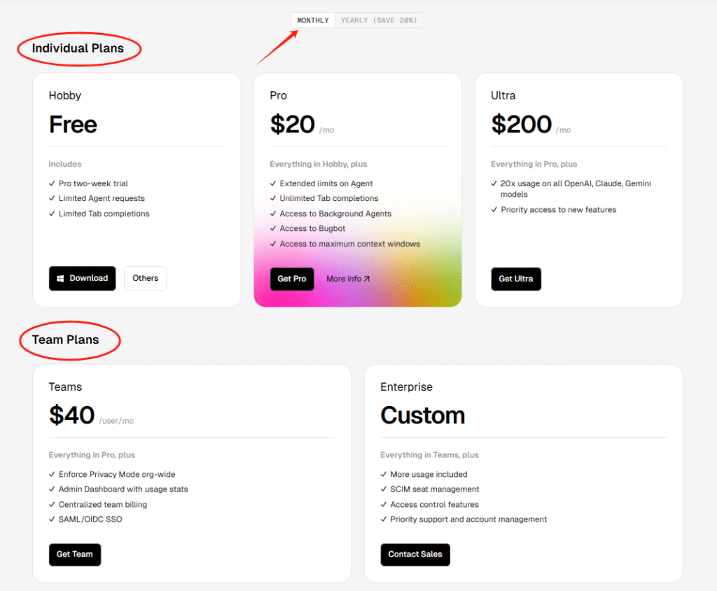 Cursor AI Pricing