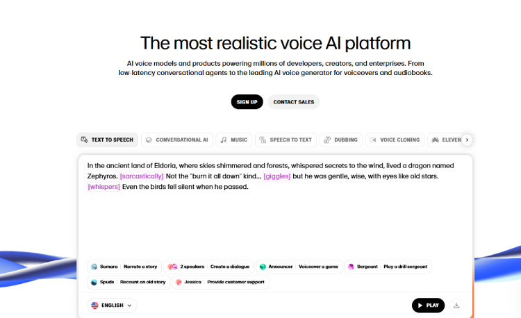 ElevenLabs homepage