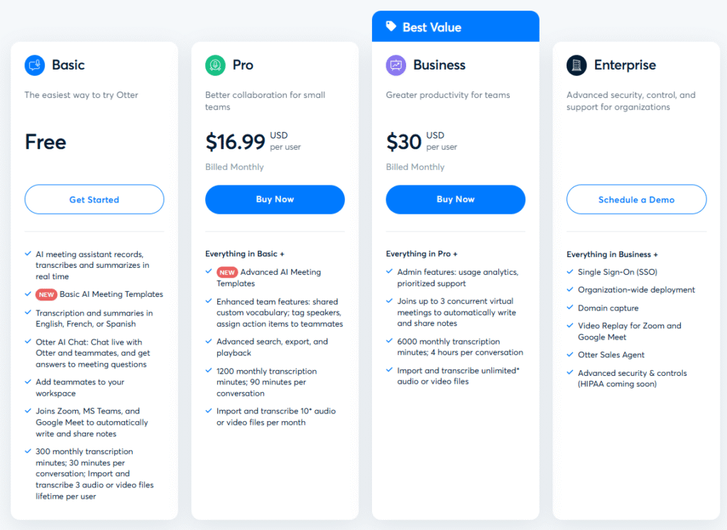 Otter ai pricing