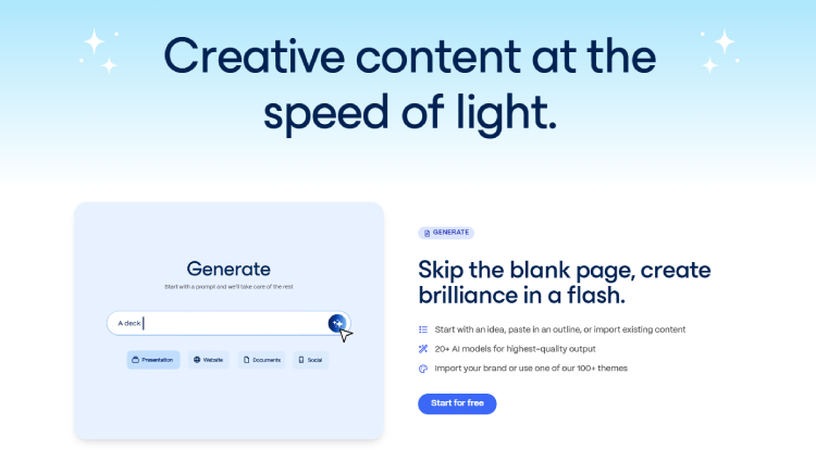 Gamma AI - AI powered slide presentation generator