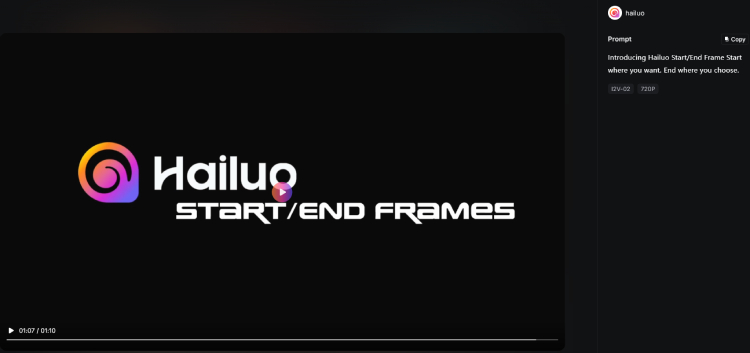 MiniMax Hailuo AI’s Start and End Frames Feature