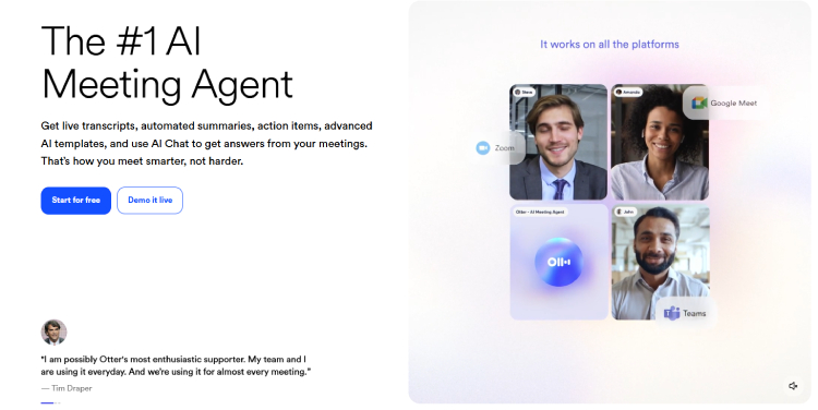Otter.ai homepage