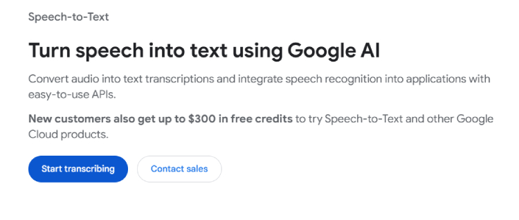 AI Speech to Text tool 1: Google Cloud’s Vertex AI