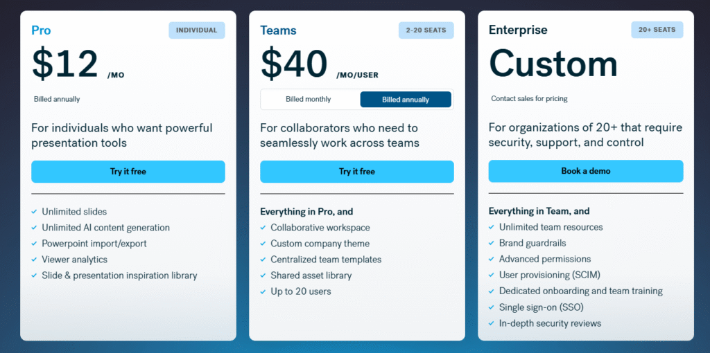 Beautiful AI Pricing