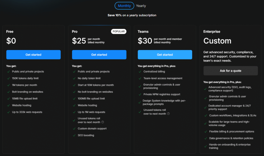 Bolt Pricing