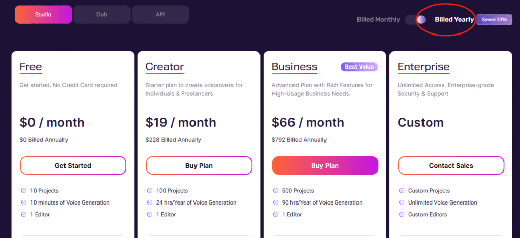 Murf AI Pricing