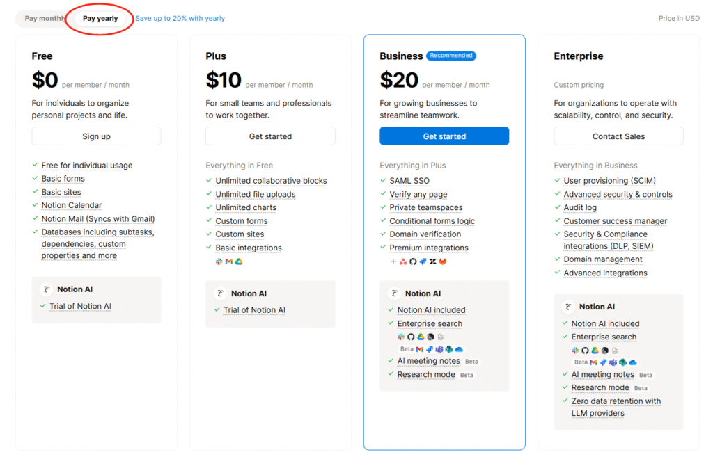 Notion AI Pricing