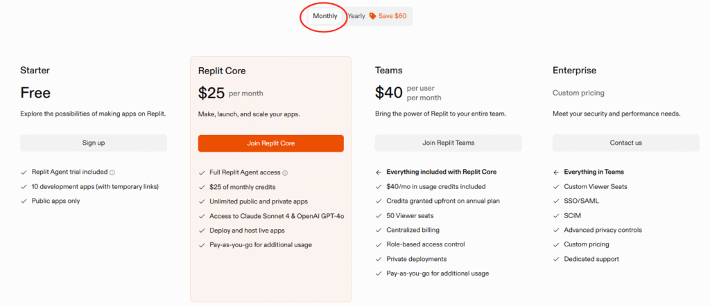 Replit Pricing​