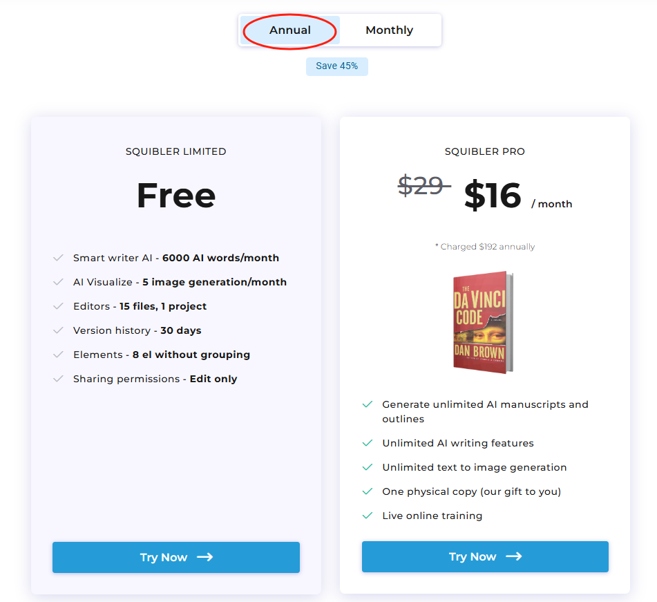Squibler Pricing