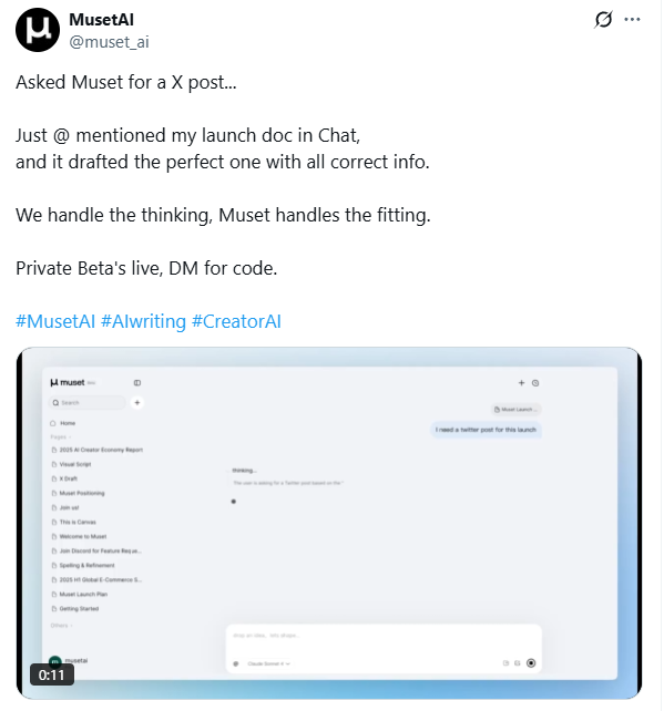 Muset AI – An AI Native Writing Tool for Deep Creators