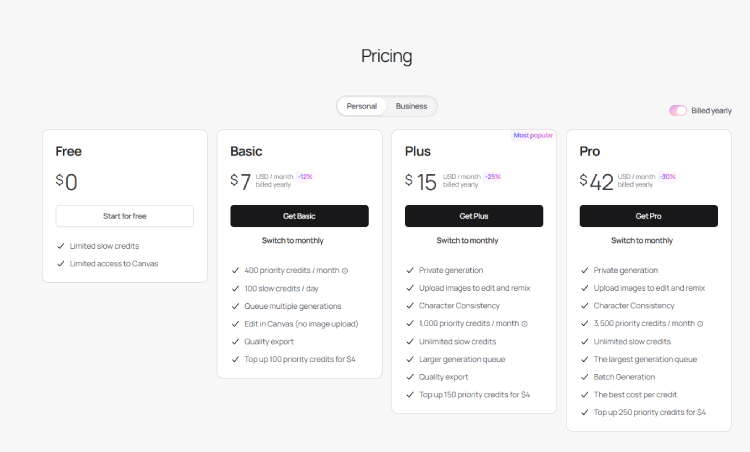 Ideogram Pricing Plans