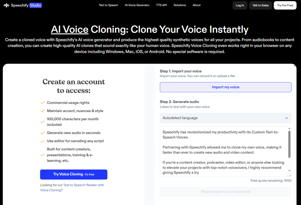 Speechify AI Cloning