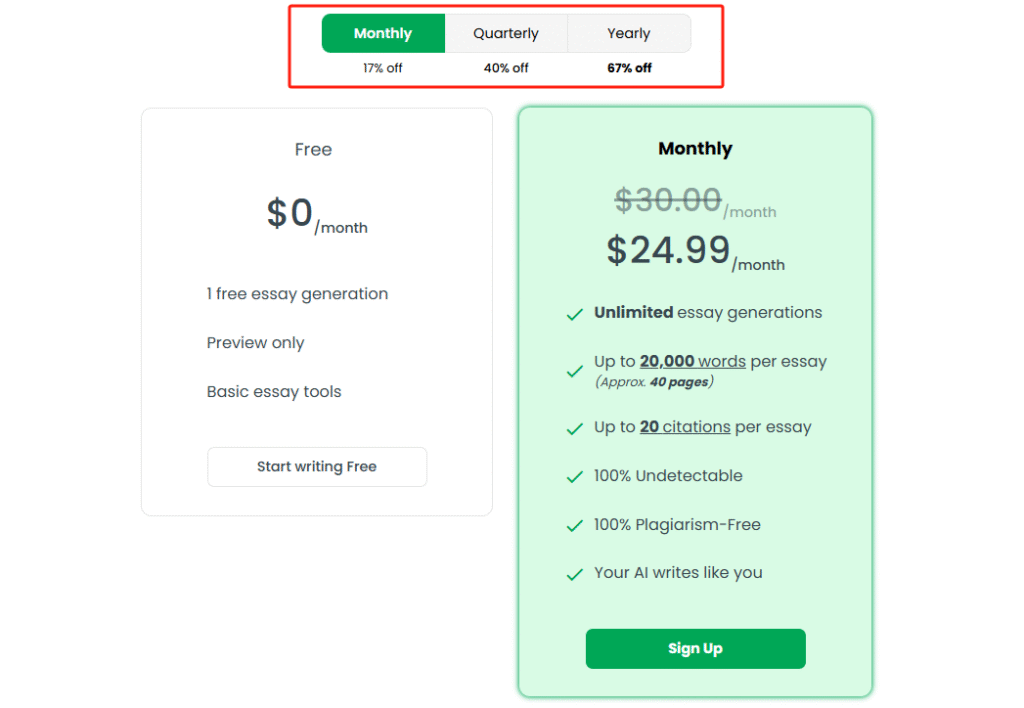 Writeless AI Pricing