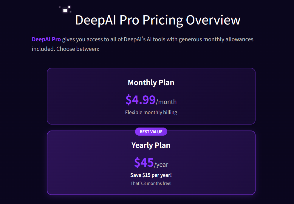 deepai pricing