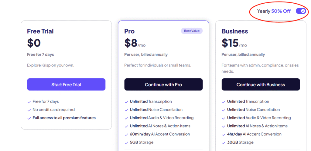 krisp ai pricing