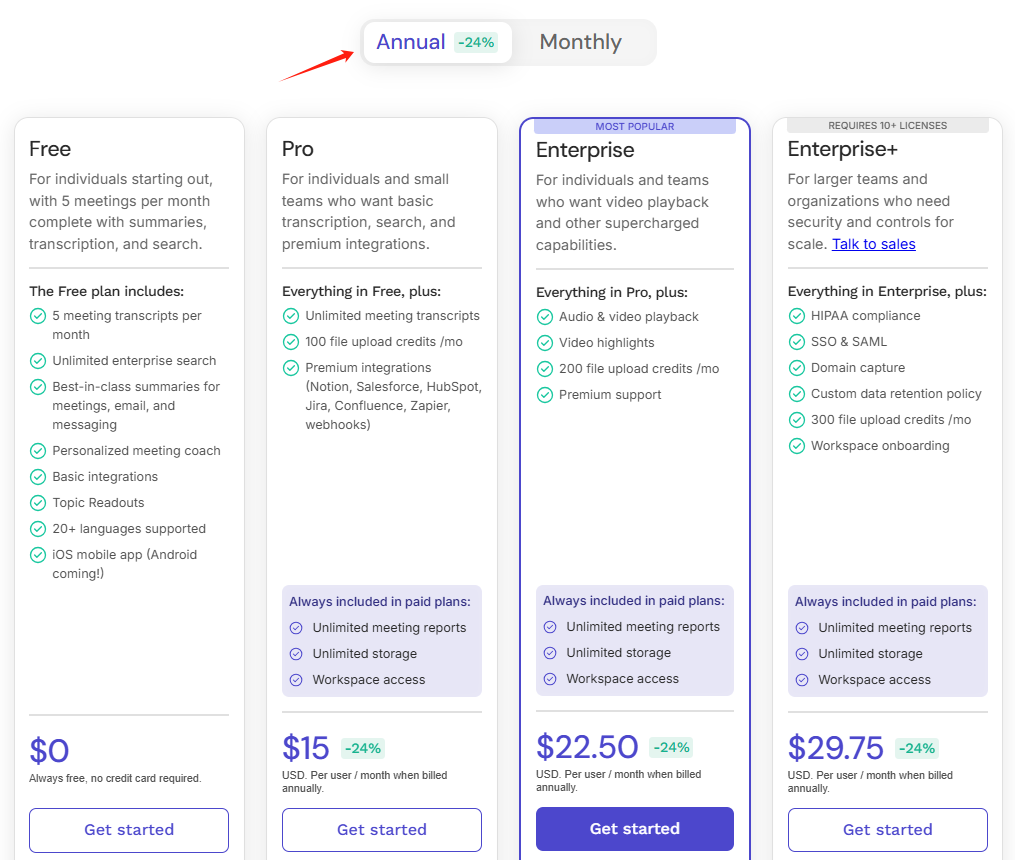 read ai pricing