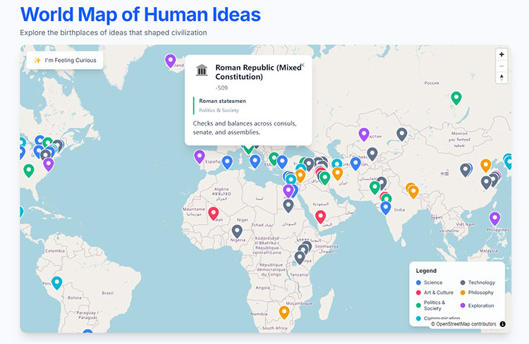 The Map of Human Ideas - Discover where the world’s greatest ideas were born The Map of Human Ideas - Discover where the world’s greatest ideas were born